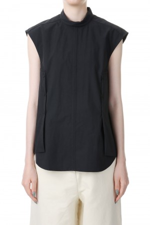 Standcollar Sleeveless Shirts -BLACK (12320410)