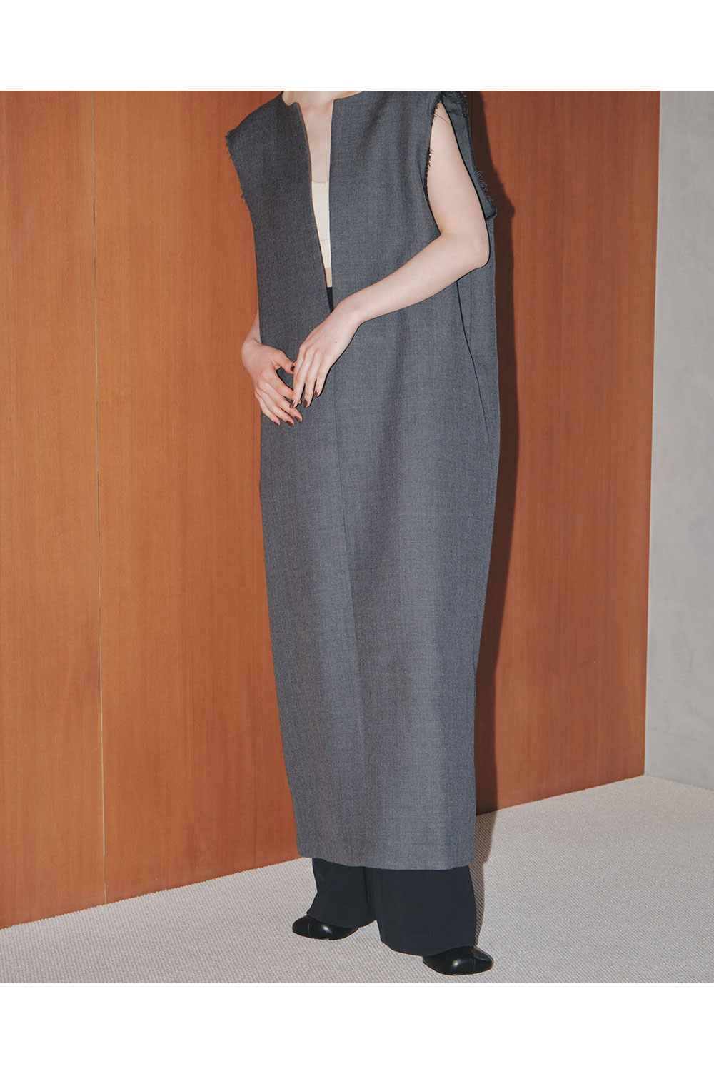 国産品 Doubleface Wool Keyneck Dress - ワンピース