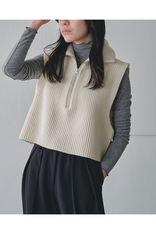 Halfzip Knit Vest -ECRU (12320509) | セレクトショップ