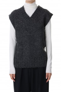 Mottle Yarn Knit Vest -CHARCOAL GRAY (12320516)
