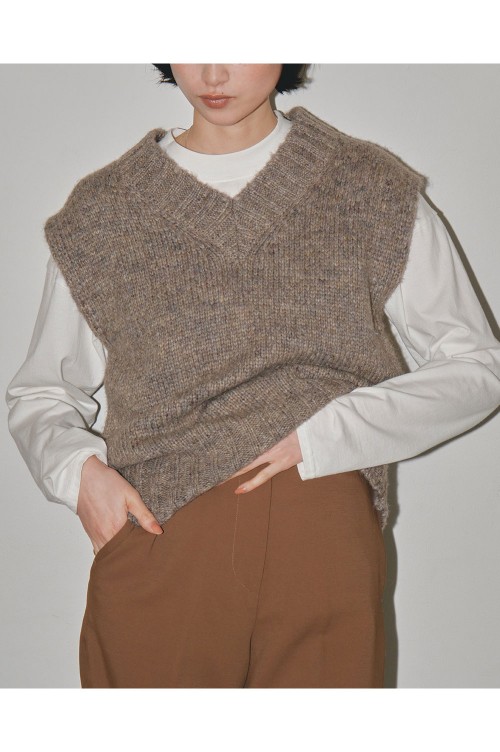 Mottle Yarn Knit Vest -BEIGE (12320516) | セレクトショップ