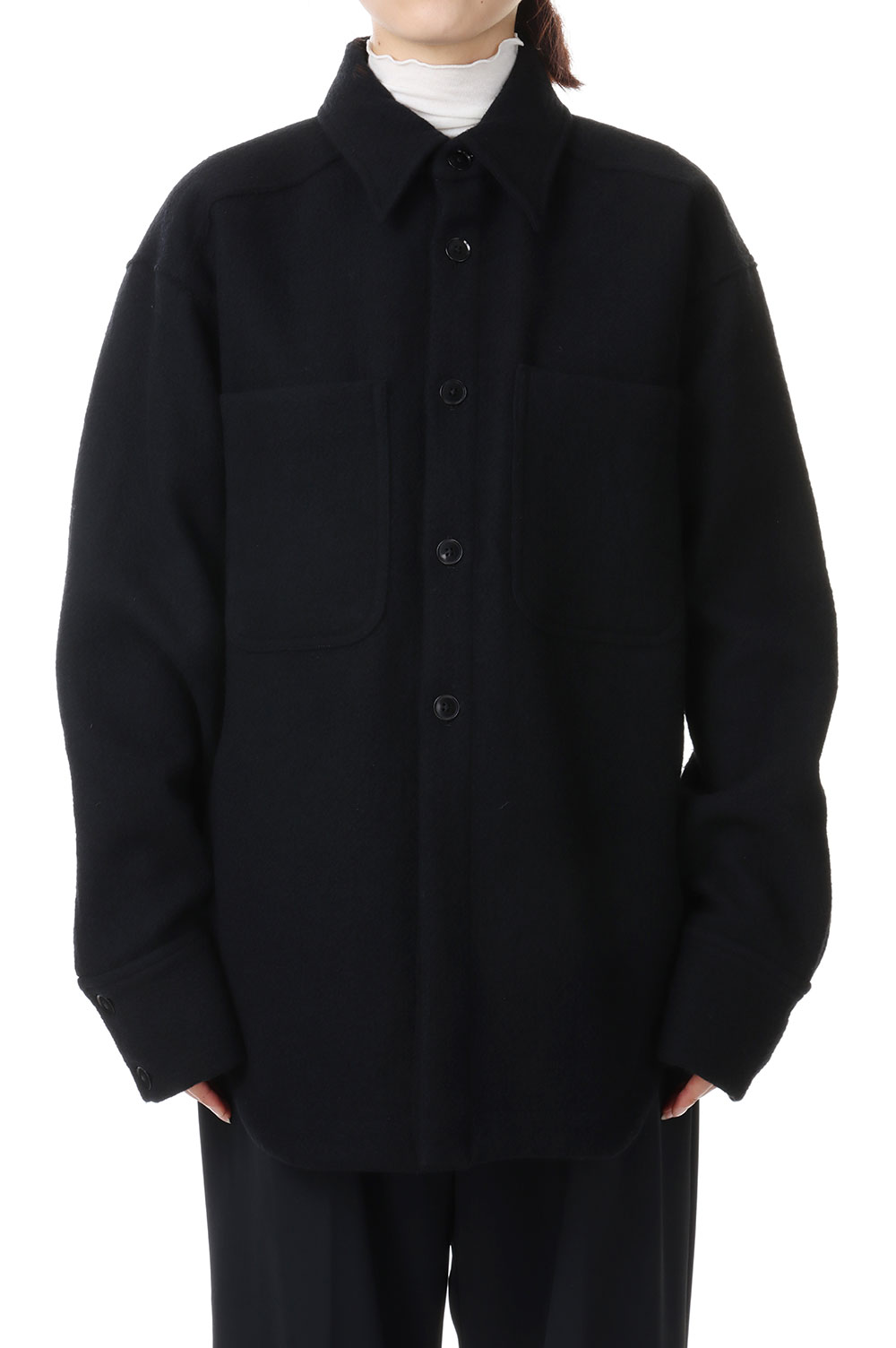 1回着用Heavy Wool jacket 36 black 1回着用 - シャツ/ブラウス(七分/長袖)