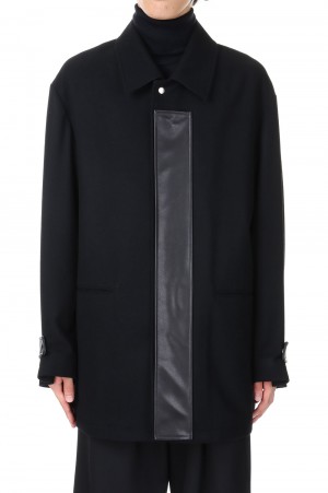 LEATHER FLY FRONT LONG JACKET (ST.632)-BLACK-