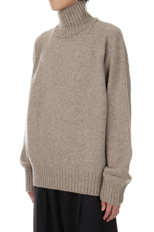 EX FINE LAMBS LOOSE HIGH NECK KNIT LS(ST.692)-BEIGE- | セレクト