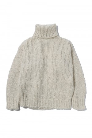 MOHAIR WOOL LOOSE KNIT TURTLE NECK LS(ST.715)- OFF-