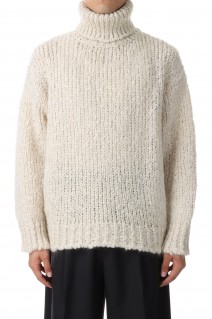 MOHAIR WOOL LOOSE KNIT TURTLE NECK LS(ST.715)- OFF-