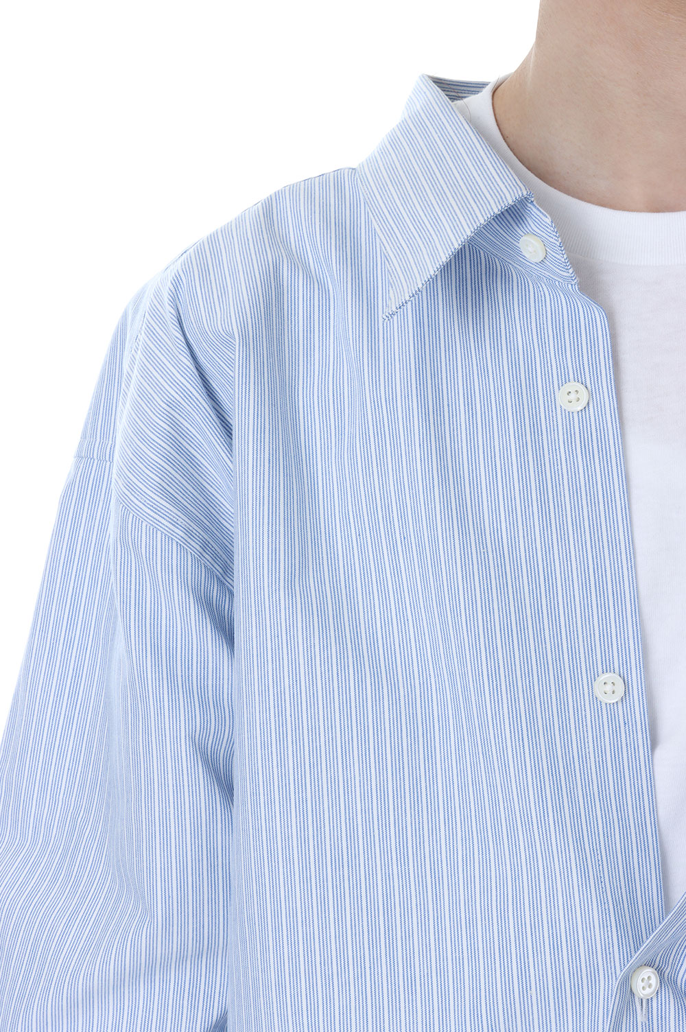 HALF LOOSE STRIPE SHIRT(23AW24SH133)-BLUE/WHITE- | セレクト