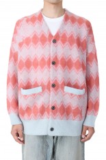 Mohair Border Cardigan(23AW	K-2)-Pink &amp; Aqua-