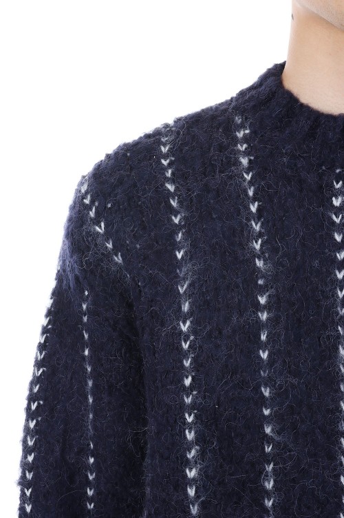 Jacquard Knit Pullover(23-03202M)-NAVY201- | セレクトショップ 