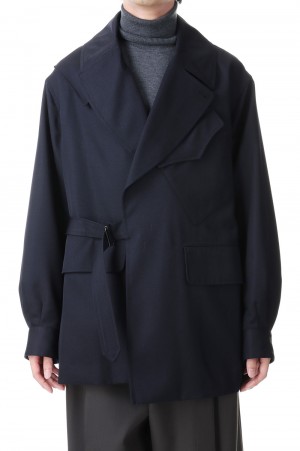 Wool Mohair Motorcycle Jacket(#BHS23F012Mo)-#02DarkNavy-