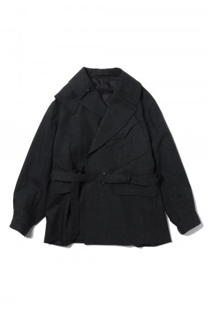 Wool Ramie Motorcycle Jacket(#BHS23F012Ra)-#01HeatherBlack-