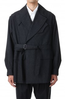 Wool Ramie Motorcycle Jacket(#BHS23F012Ra)-#01HeatherBlack-