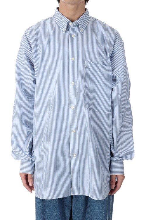 TECH BUTTON DOWN SHIRTS L/S STRIPE - SAX (BE-84023W) | セレクト