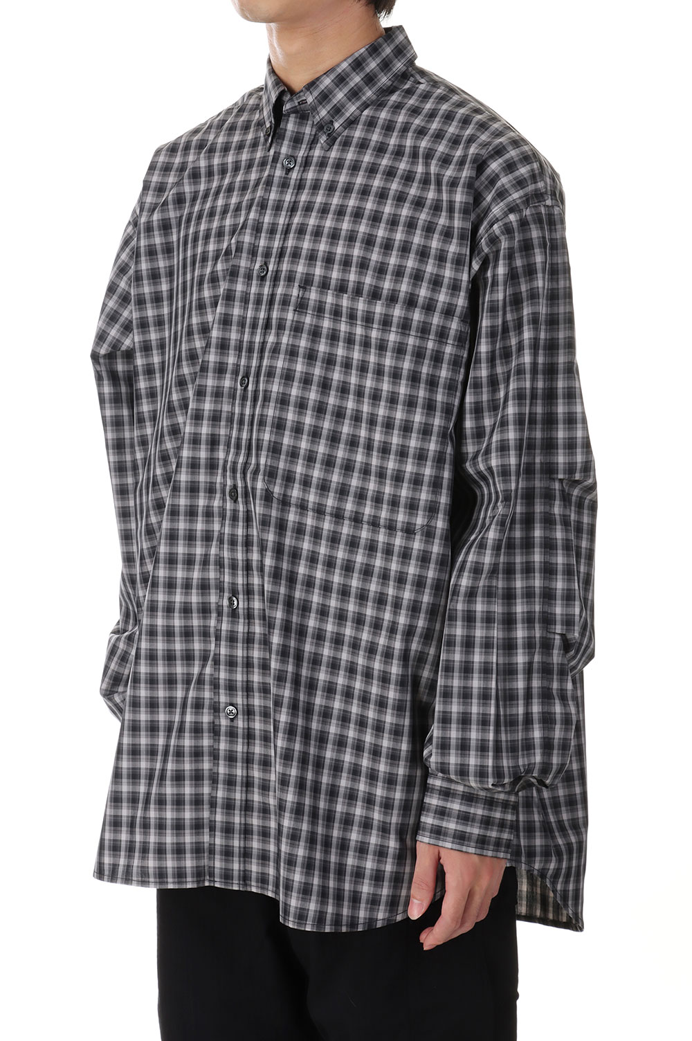 TECH BUTTON DOWN SHIRTS L/S MINI PLAIDS - GRAY (BE