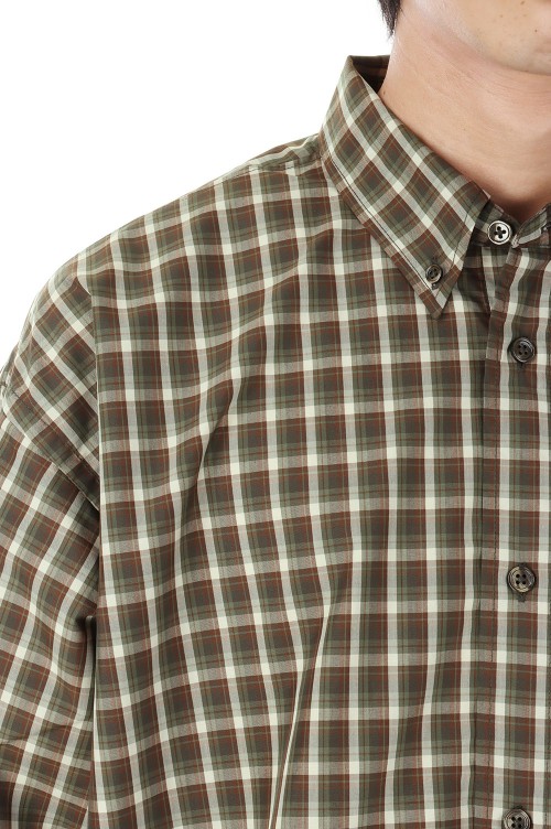 TECH BUTTON DOWN SHIRTS L/S MINI PLAIDS - OLIVE (BE-85023W