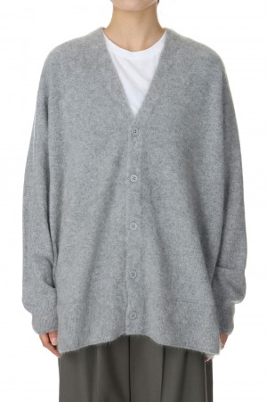 ROYAL CASHMERE FUR OVERSIZED CARDIGAN / LIGHT GRAY (KRAGSW0911)