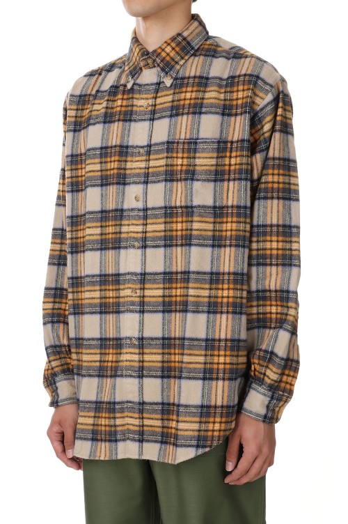 Suvin Cotton Flannel BD Shirts - BEIGE (SHLM-106-FLCH2) | セレクト