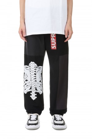 NY: ARCHIVE TEE PATCHWORK TROUSERS(COTDNYPT-028)-BLK ASST-