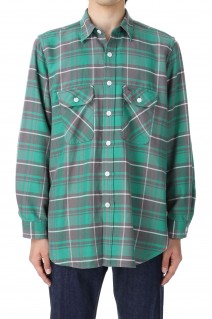 Unlikely Elbow Patch Flannel Work Shirts(U23F-11-0002)-Green Plaids-