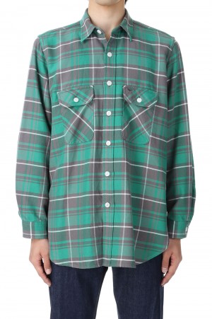 Unlikely Elbow Patch Flannel Work Shirts(U23F-11-0002)-Green ...