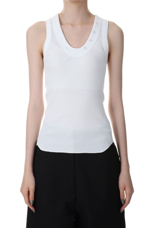 Uneck Button Tanktop -WHITE(12320602) | セレクトショップ