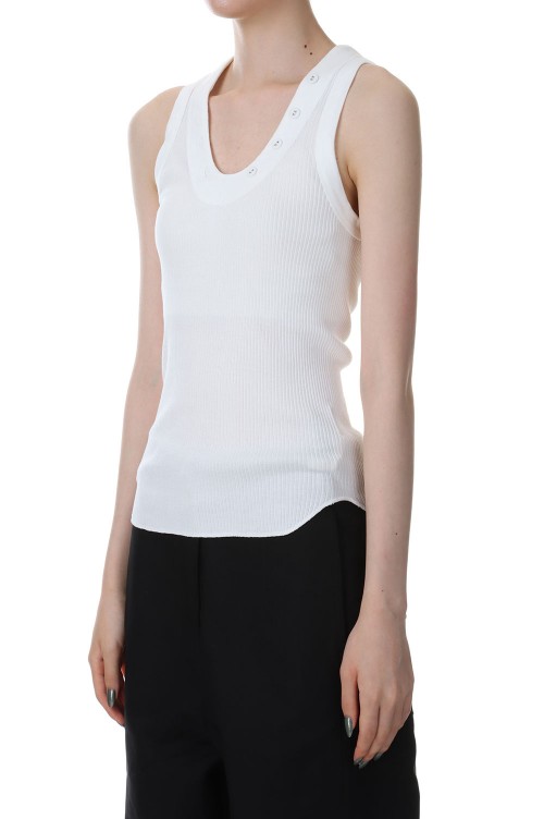 Uneck Button Tanktop -WHITE(12320602) | セレクトショップ