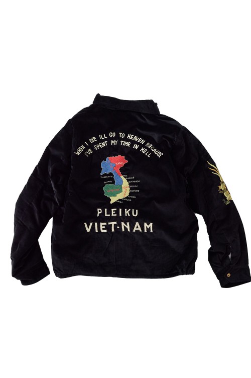 VELVETEEN PADDING VIETNAM JACKET ''PLEIKU VIET-NAM'' - BLACK