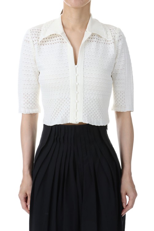 Mame Kurogouchi Lace Knitted Top - white-