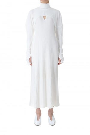 Random Ribbed Organic Cotton 2 way Dress / WHITE (MM23PF-JS725