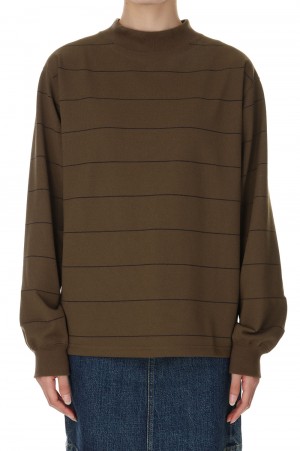 Field Striped Mockneck -MOCHA(NT6353N)