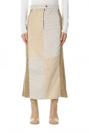 circa make cross cutback corduroy wide skirt 26/90size - BROWN GROUP(cc23aw-39)