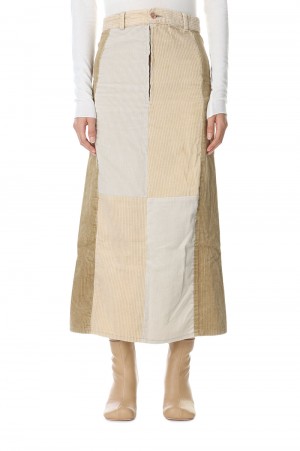 circa make cross cutback corduroy wide skirt 28/90size - BROWN GROUP(cc23aw-39)