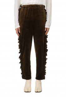 Frill Side Stripe Pant/Velour-B-BROWN(#NQ0904)