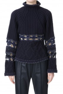 Basket Pattern Combinetion Knittend Pullover(MM23FW-KN054)