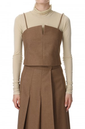 SUPER FULLING TWILL CAMISOLE-BROWN(#A23AC04FM)