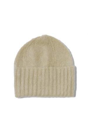 BRUSHED SUPER KID MOHAIR KNIT CAP-BEIGE(#A23AC08KM)