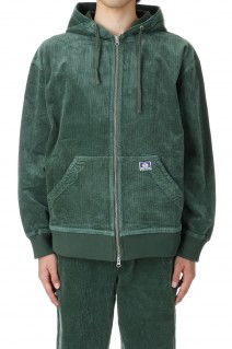 Corduroy Zip Hoodie / Green