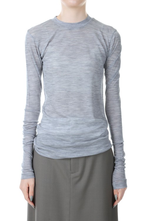 SUPER SOFT WOOL SHEER JERSEY L/S TEE-TOP GARY(#A23AP03WT