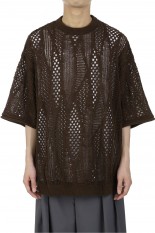Cord Yarn Wavy Prime Over Crewneck Tee -BROWN(11231361332)