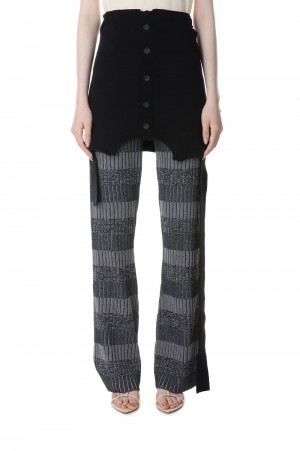Cardigan Layered Knit Pants-BLACK(21231466001)
