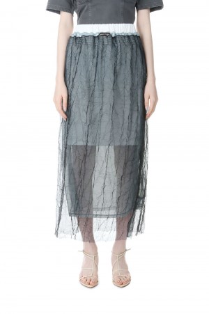 Sheer Layered Washer Skirt-BLACK(21231515205)