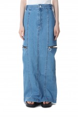 Side Zip Tight Denim Skirt-BLUE(21231515303)