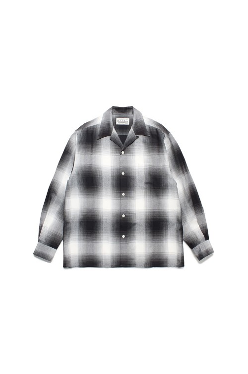 OMBRE CHECK OPEN COLLAR SHIRT L/S / WHITE (23FWE-WMS-OC01