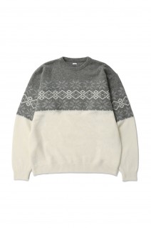 NORDIC CREW NECK KNIT / GRAY x GRAY (SQ-23AW-KN-03)