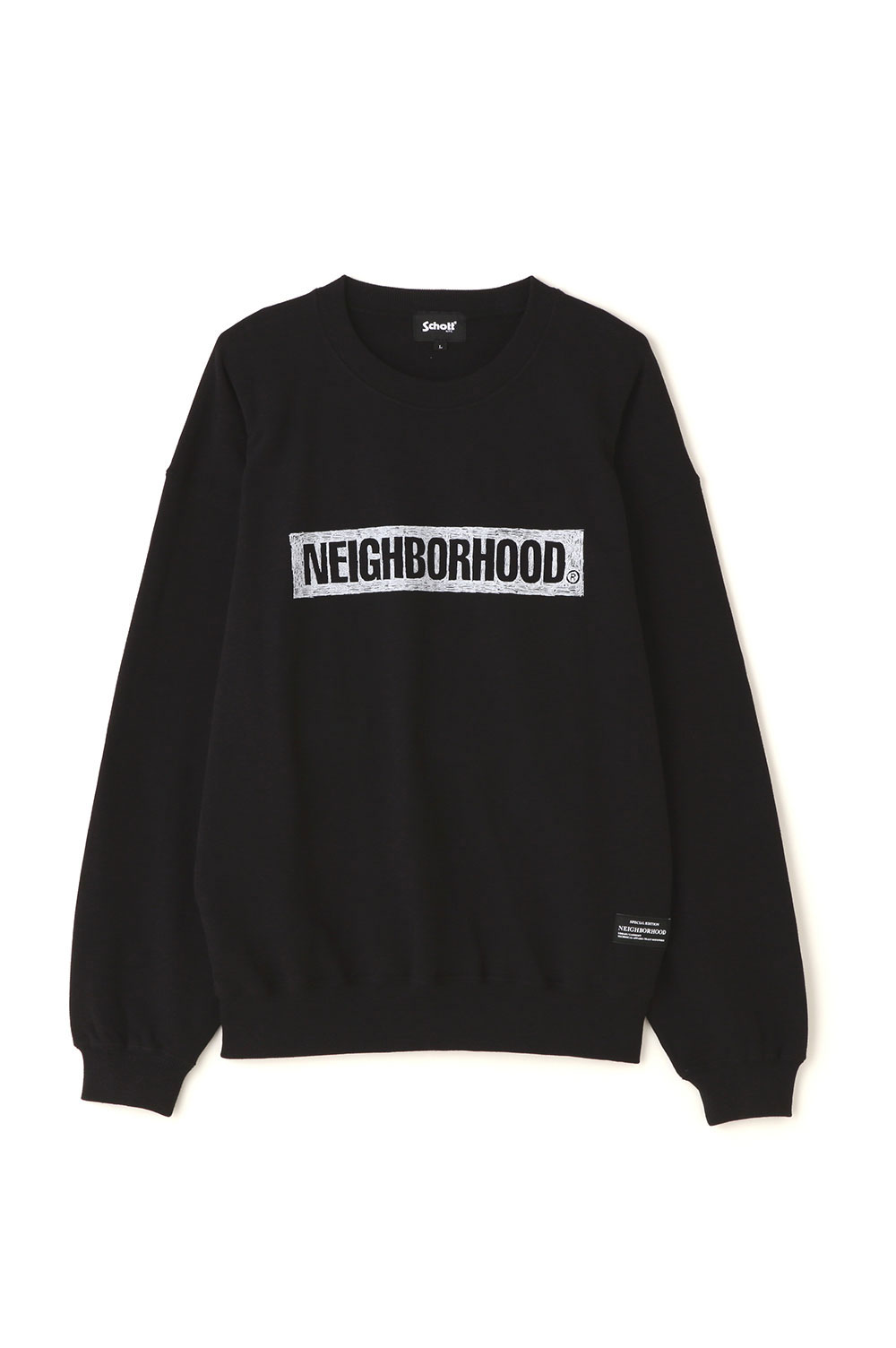 Schott × NEIGHBORHOOD CREW SWEAT / BLACK (SCHC-H-056 / 232US26N