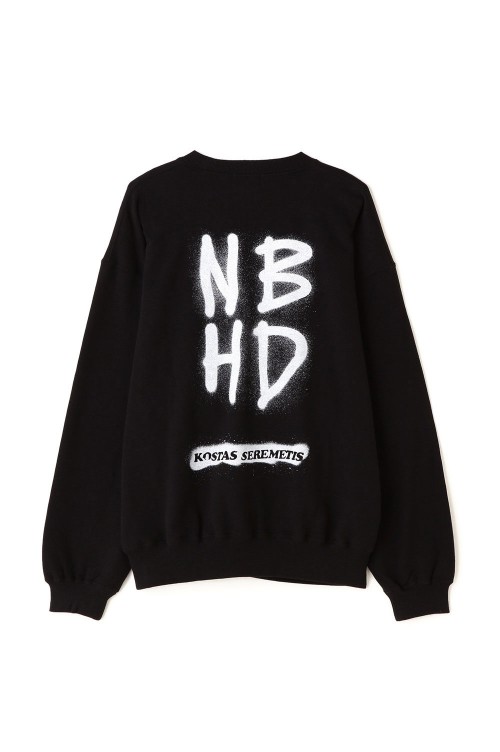 Schott × NEIGHBORHOOD CREW SWEAT / BLACK (SCHC-H-056 / 232US26N