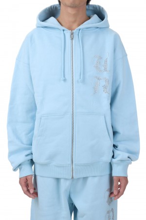 UN RHINESTONE ZIP HOODIE / LIGHT BLUE | セレクトショップ