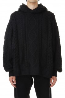 Cable Knit Hoodie/Jet Black(192BT234390F)