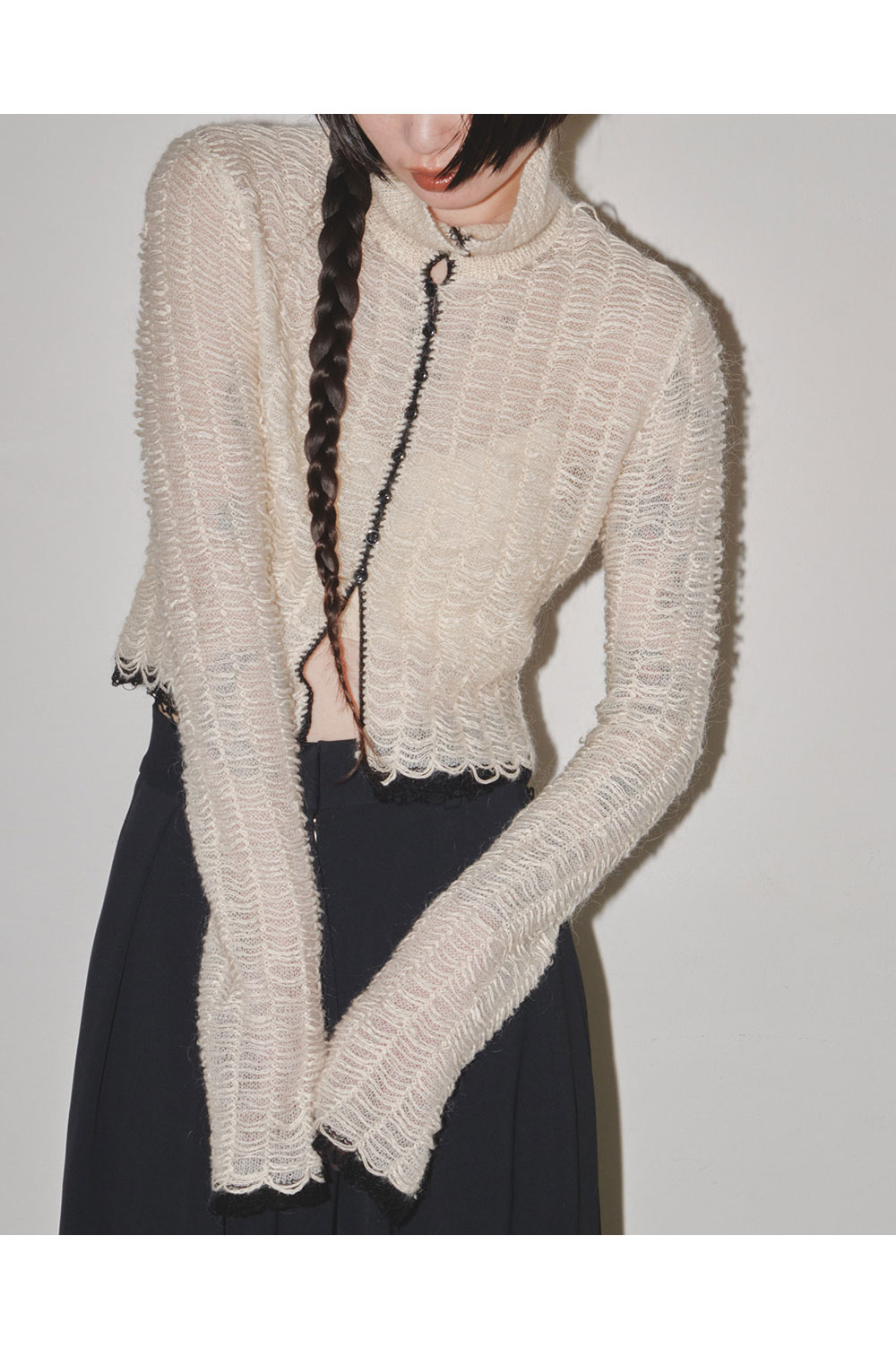 Mesh Jacquard Knitshirts -IVORY（12320532） | セレクトショップ