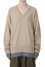 V NECK LAYERED KNIT -Beige(K32332004)